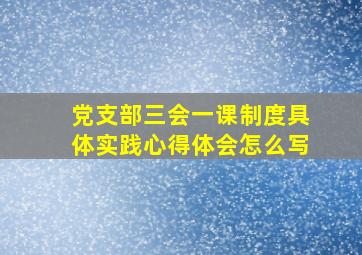 党支部三会一课制度具体实践心得体会怎么写