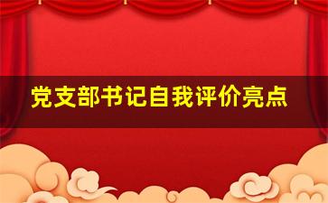 党支部书记自我评价亮点