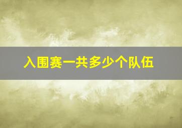 入围赛一共多少个队伍