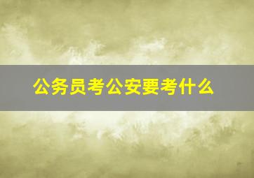 公务员考公安要考什么