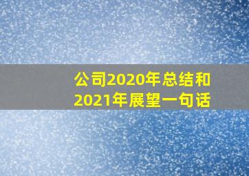 公司2020年总结和2021年展望一句话