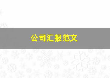 公司汇报范文