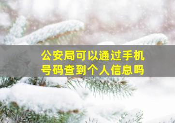 公安局可以通过手机号码查到个人信息吗