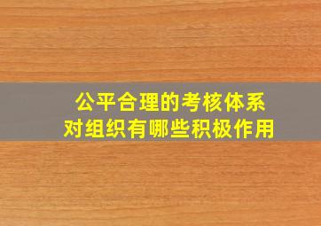 公平合理的考核体系对组织有哪些积极作用