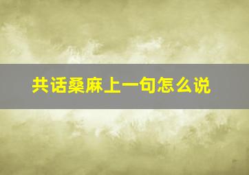 共话桑麻上一句怎么说