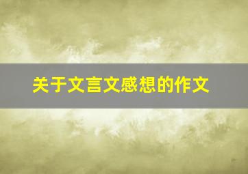 关于文言文感想的作文