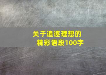 关于追逐理想的精彩语段100字