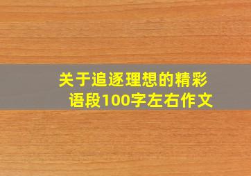 关于追逐理想的精彩语段100字左右作文