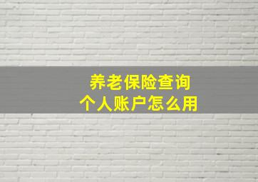 养老保险查询个人账户怎么用