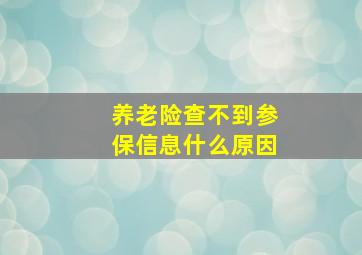 养老险查不到参保信息什么原因