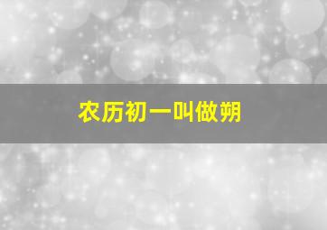 农历初一叫做朔