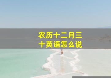 农历十二月三十英语怎么说