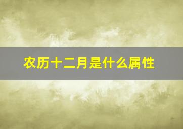 农历十二月是什么属性