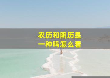 农历和阴历是一种吗怎么看