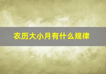 农历大小月有什么规律