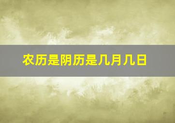 农历是阴历是几月几日