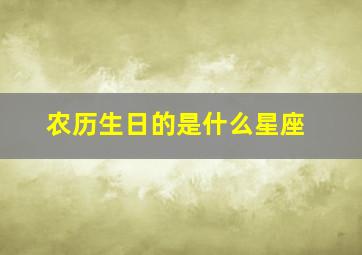 农历生日的是什么星座