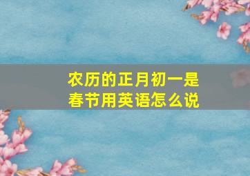 农历的正月初一是春节用英语怎么说