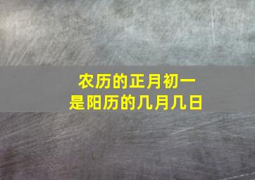 农历的正月初一是阳历的几月几日