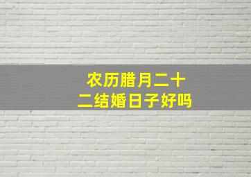 农历腊月二十二结婚日子好吗