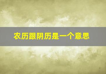 农历跟阴历是一个意思