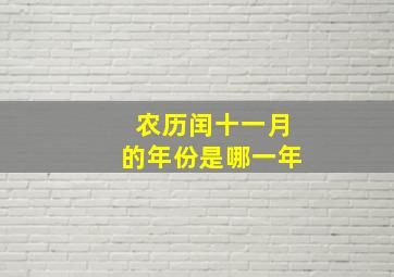 农历闰十一月的年份是哪一年