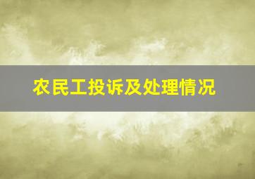 农民工投诉及处理情况