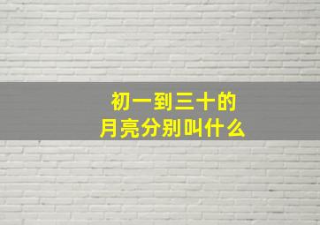 初一到三十的月亮分别叫什么