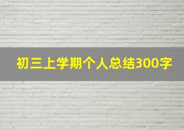 初三上学期个人总结300字