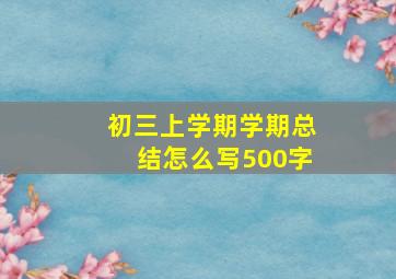 初三上学期学期总结怎么写500字