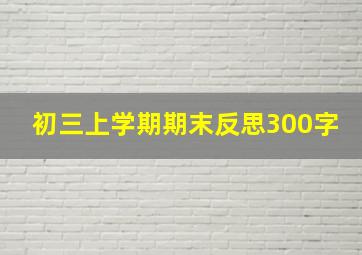 初三上学期期末反思300字