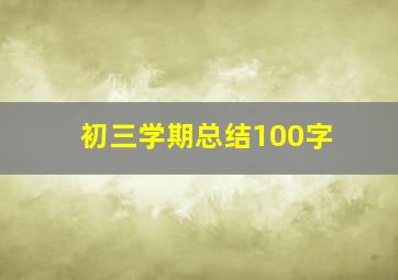 初三学期总结100字