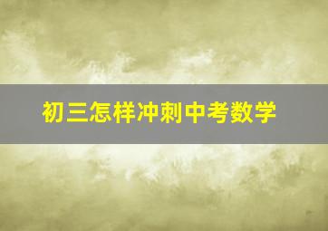 初三怎样冲刺中考数学