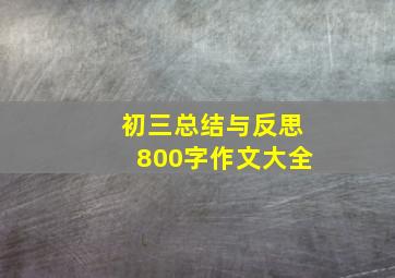 初三总结与反思800字作文大全