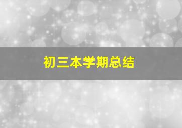 初三本学期总结