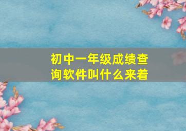 初中一年级成绩查询软件叫什么来着