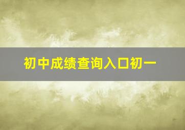 初中成绩查询入口初一