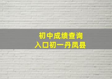 初中成绩查询入口初一丹凤县