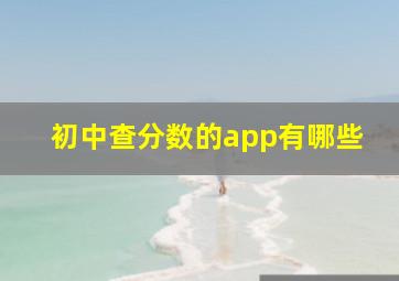 初中查分数的app有哪些