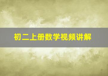 初二上册数学视频讲解