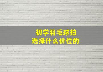 初学羽毛球拍选择什么价位的