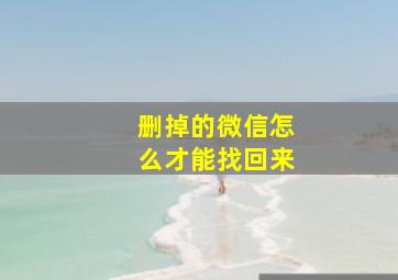 删掉的微信怎么才能找回来