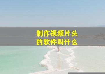 制作视频片头的软件叫什么