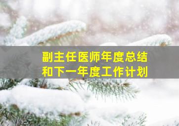 副主任医师年度总结和下一年度工作计划