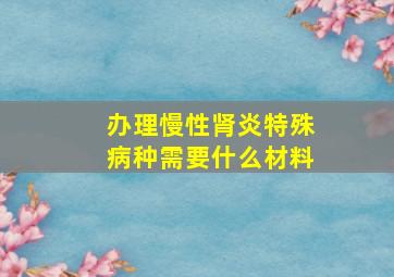 办理慢性肾炎特殊病种需要什么材料