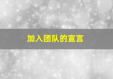 加入团队的宣言