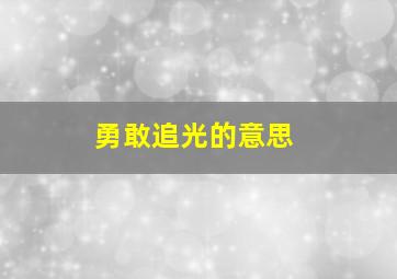 勇敢追光的意思