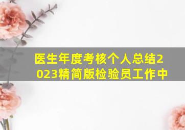 医生年度考核个人总结2023精简版检验员工作中