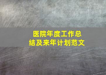 医院年度工作总结及来年计划范文