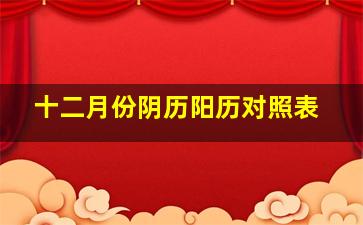 十二月份阴历阳历对照表